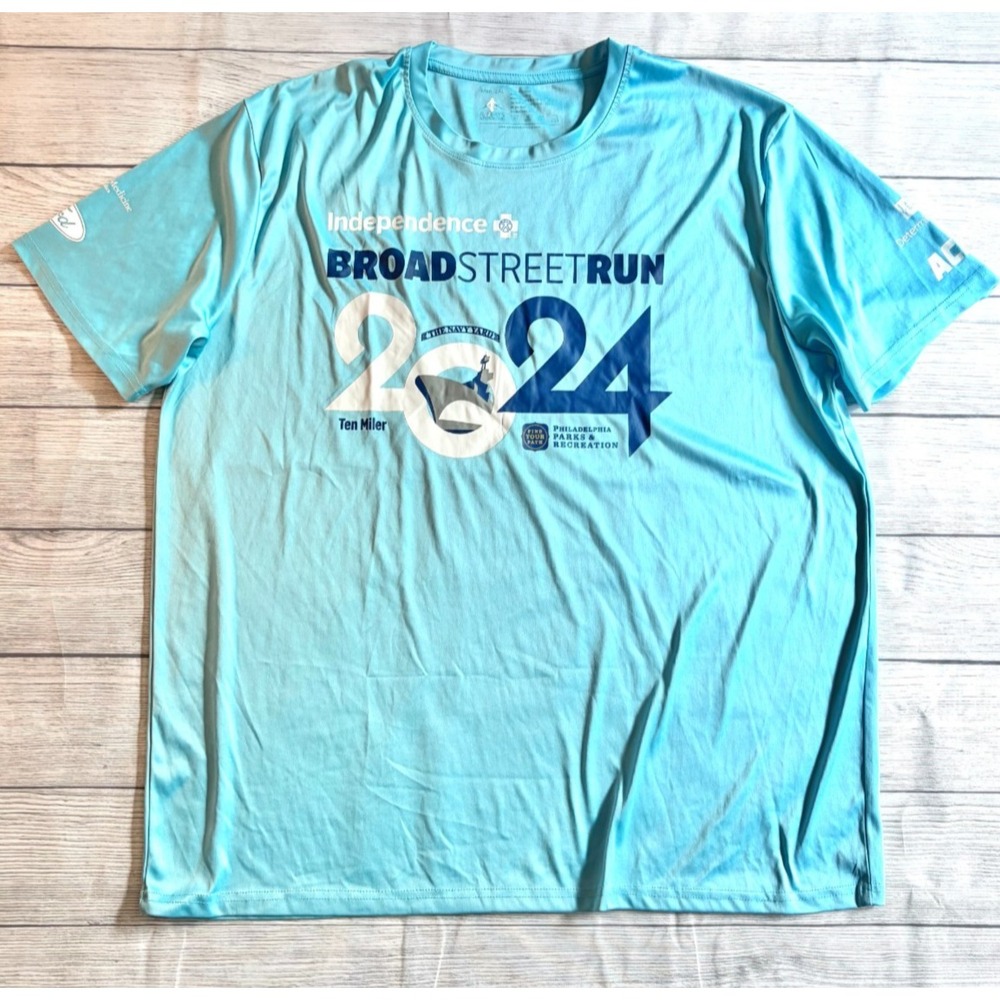 2024 Broad Street Run T-Shirt Mens 2XL Blue Marathon Philadelphia Ten Miler